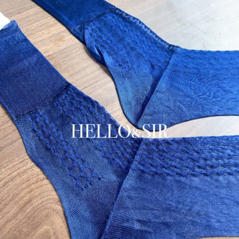Men's Silk Socks Summer Spring Vintage Loose Nylon Striped Breathable Soft Ultra-thin Socks Solid Business Formal Wear Crew Sock