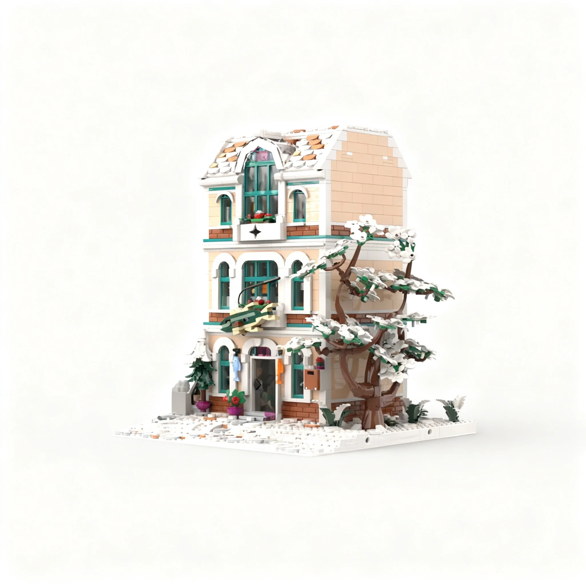 2998pcs MOC Winter Fishing Store Seasonal Model Toy Building Blocks Construction Christmas Gift Assemble Display Birthday Art