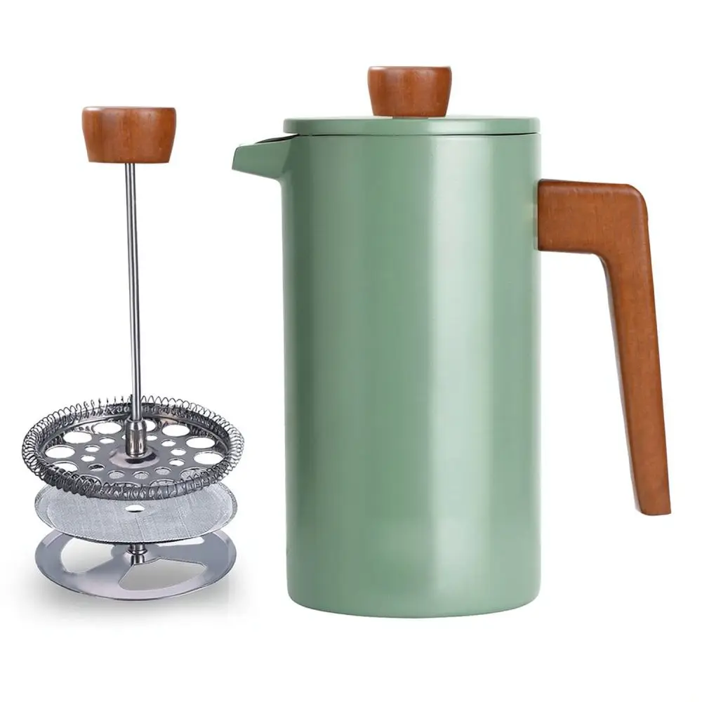 Green Stainless Steel French Press Coffee Maker Manual Tea Brewer Percolator Filter Pot Durable Espresso Making Kettle Tool