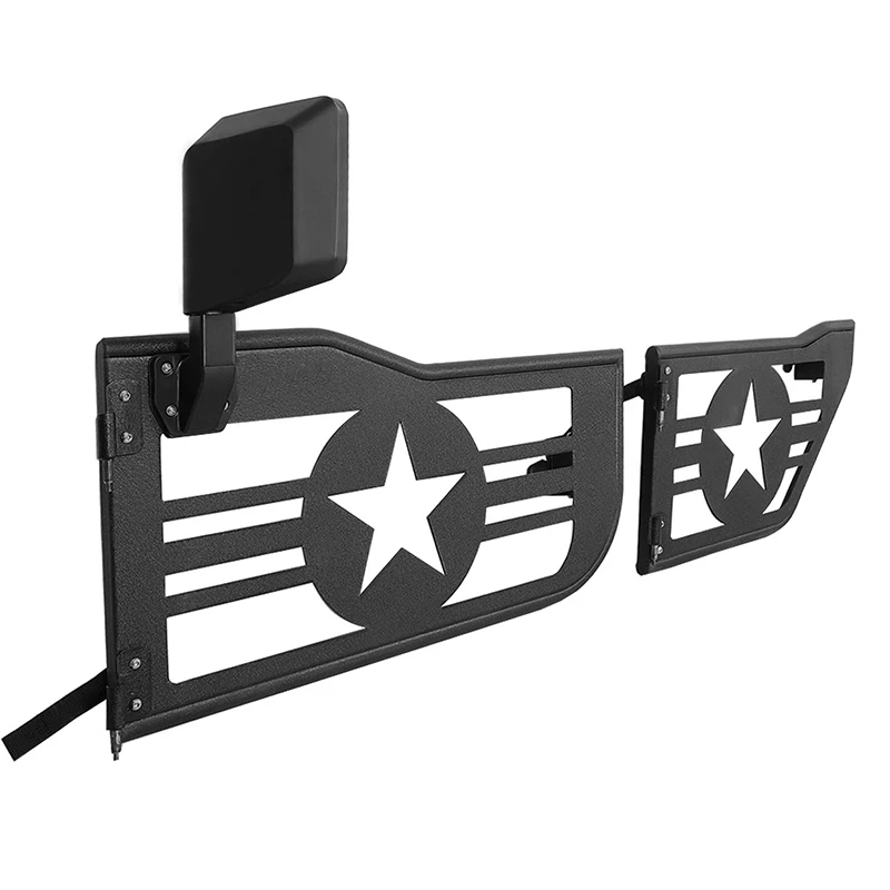 High Quality Carbon Steel Material Pentagram Pattern Tubular Doors with Side View Mirrors for Jeep Gladiator 2020-2023
