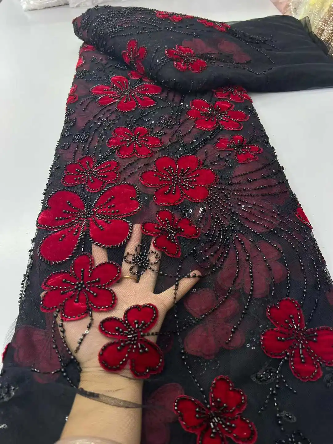 

African Sequins Velvet Lace Fabric Nigerian French Mesh Net Lace Fabrics For Sewing 2025 High Quality Wedding Party Dress