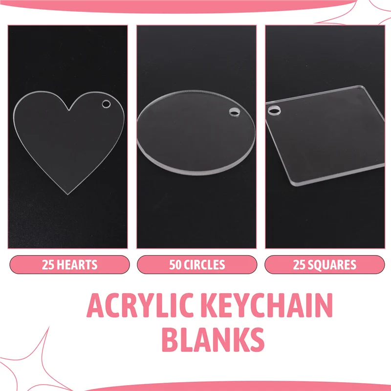 

100Pcs Acrylic Keychain Blanks Decoration Crafts Round Heart-Shaped Acrylic Blanks Keychain For DIY Keychain And Tags