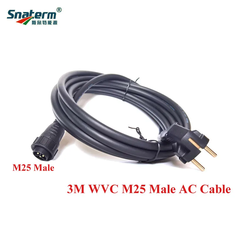 WVC 2M 3M  3Pin M25 Male AC Power Cable with EU Socket Type Fit for WVC Series 600-2800W Micro Grid Tie Inverter