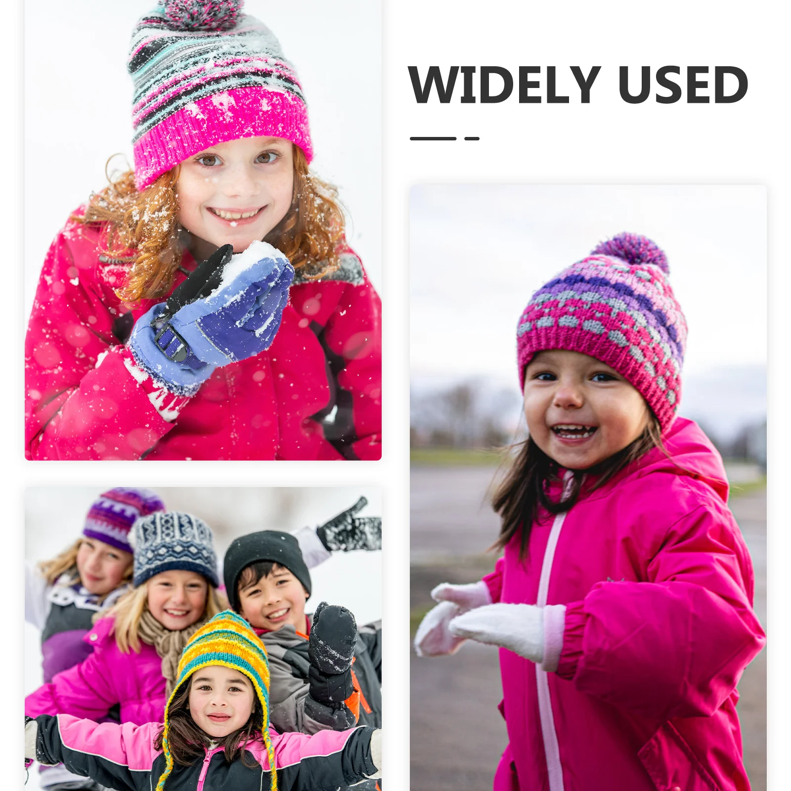 

2Pairs Kids Knitted Gloves Winter Warm Full Finger Gloves Solid Color Pattern Christmas Gift Winter Accessories