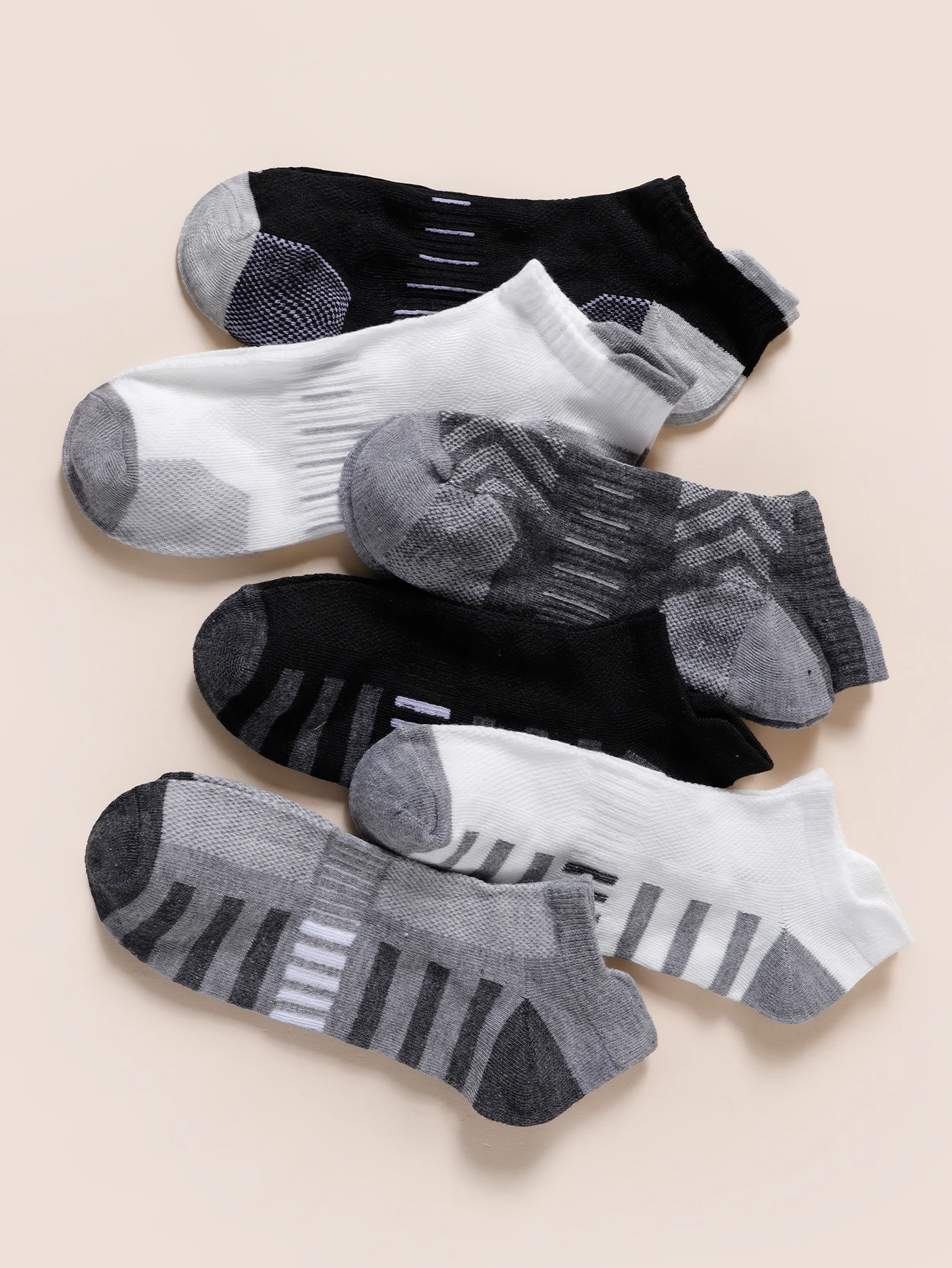 1/3/5/10/15 Pairs Random Mesh Striped Ankle Socks,  Comfort & Breathability
