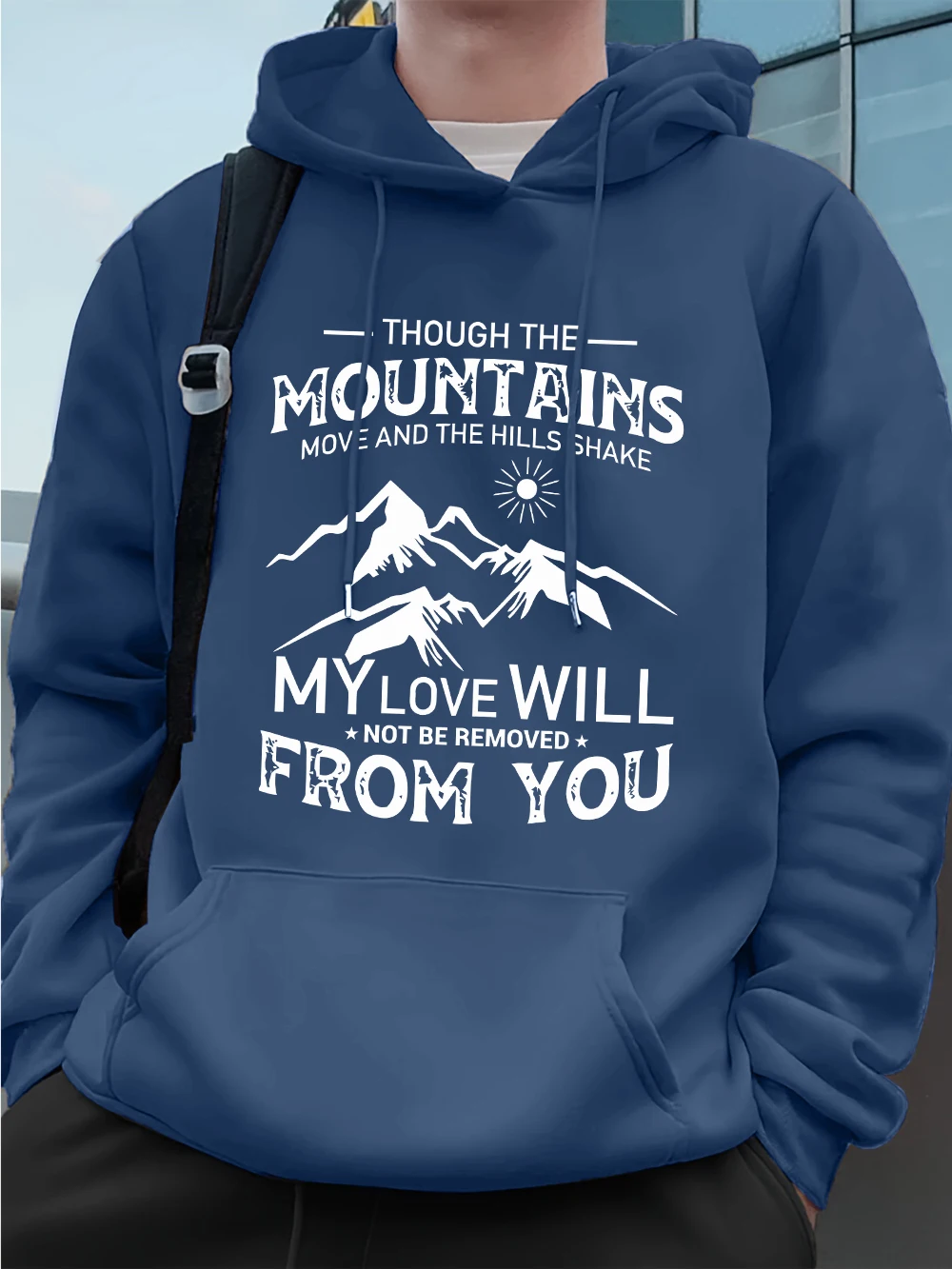 جبل الحب سوف منك الطباعة الرجال بلوزات الشتاء فضفاضة هوديي الرياضة جيب الصوف الدافئة مقنعين أساسيات الرجال الملابس