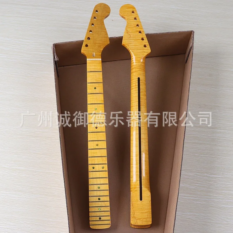 6 strings 22 frets tiger stripe yellow plus maple glossy handle electric guitar neck accessories assembly DIY