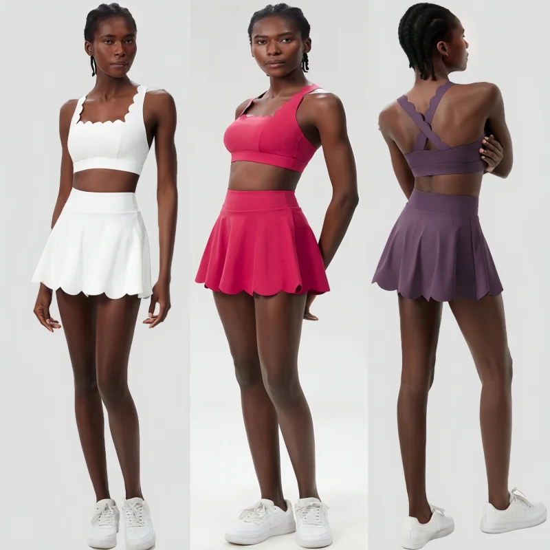 

Лайкра, комплект из 2 предметов, женский теннисный однотонный сексуальный спортивный костюм для бега на открытом воздухе, дышащий, быстросохнущий, для тренировок, короткая спортивная одежда, женский комплект для йоги