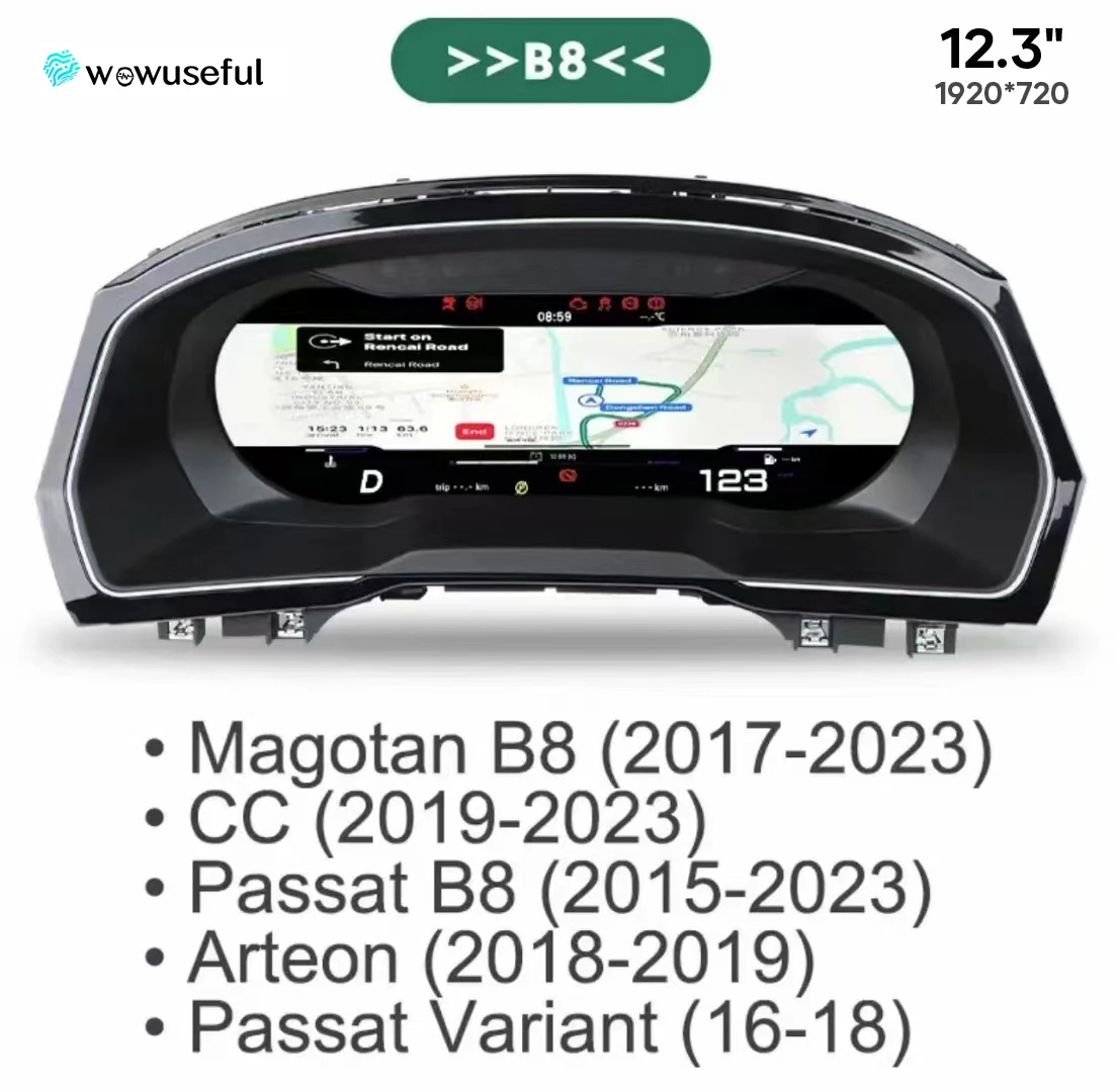 12.3 ''Lcd Digitale Dashboard Cluster Voor VW Scirocco Jetta Golf 6 7 MK7 Passat B8 B7 wijzigen Auto Radio instrumentenpaneel Cockpit