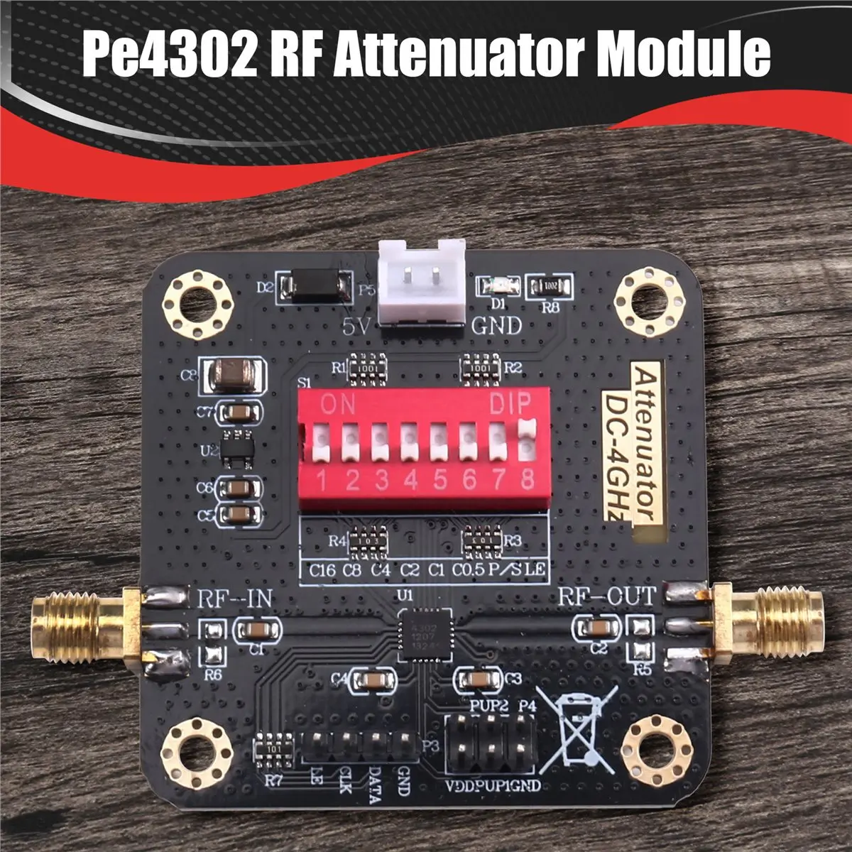belong PE4302 Module for Digital RF Attenuator Module High Attenuation Accuracy High Linearity DC-4000MHz 6-Digit Dialing Code