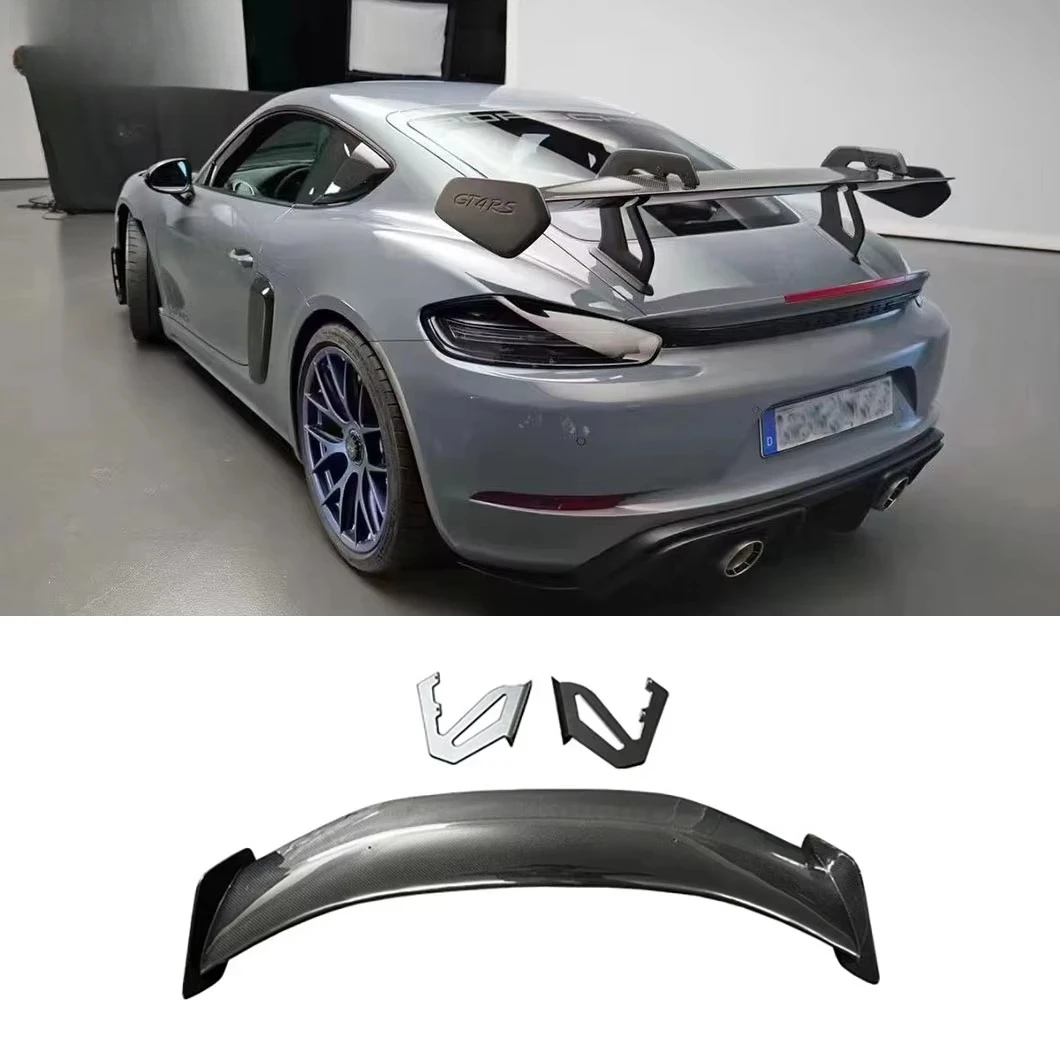 

High Quality Single Deck Dry Carbon Fiber Rear Spoiler with Polished Finish for RS Style Body Kit for 718 Boxster Cayman