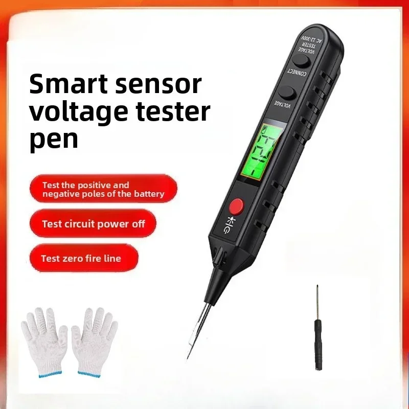 NCV Voltage Tester Pen AC 12-300V LCD Display Non-Contact Electrical Tester with Backlight Alarm Live Wire Breakpoint Detector