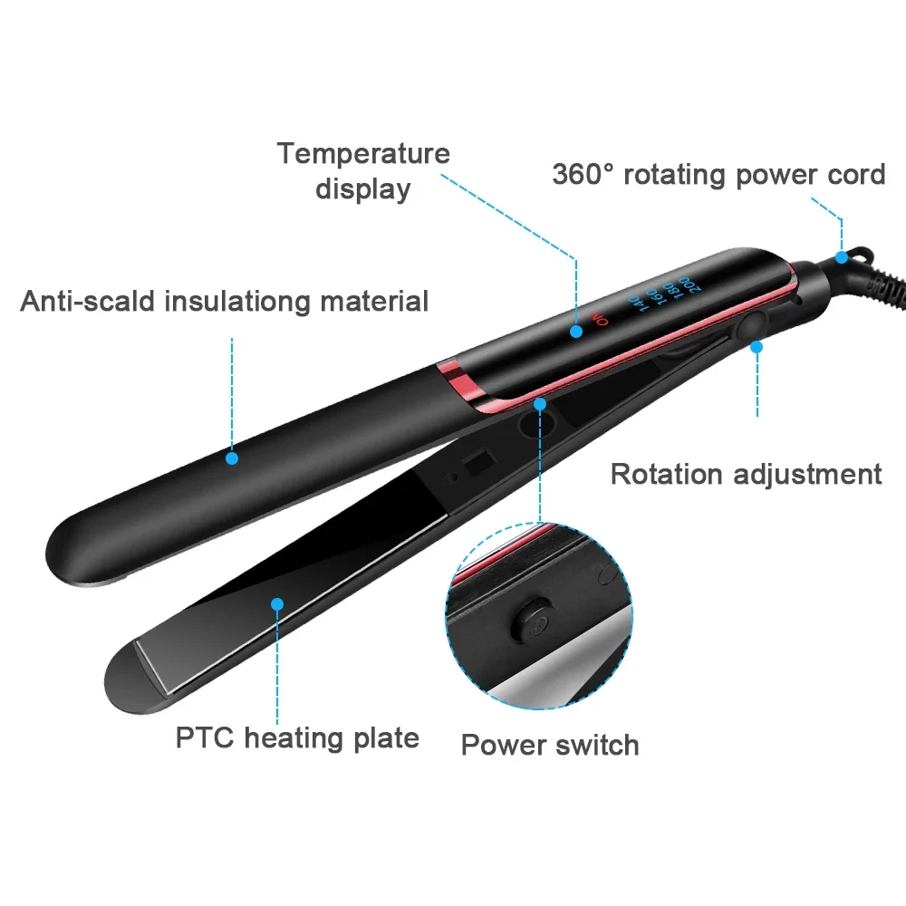 2-in-1 professional hair straightener Adjustable negative ion titanium plate hair straightener hair styling tool