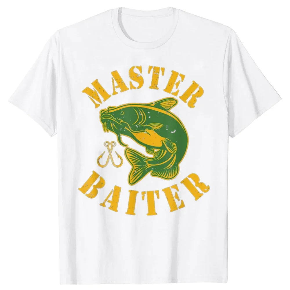 

Master Baiter Fishing Catfish Graphic Tee Breathable Cotton Crew Neck T-Shirt for Men