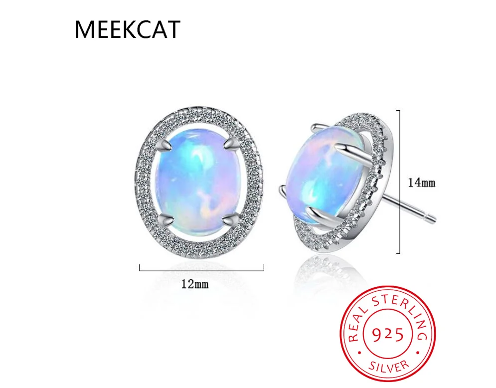 Oval Natural Opal Stone Stud Earrings For Women 925 Sterling Silver Vintage Femme Gemstone Fine Jewelry Brincos de Prata