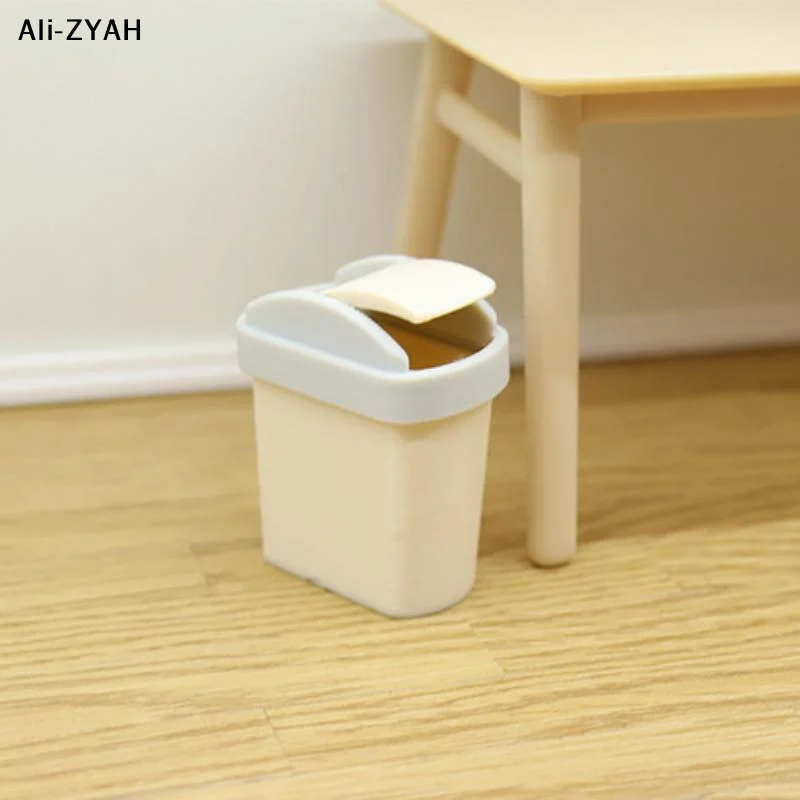 HMA76-1 szt. Mini Kosz na Śmieci z Klapką, Miniaturowy Model Zabawki, Akcesoria do Domku dla Lalek, Symulacja Mini Kosza na Odpady