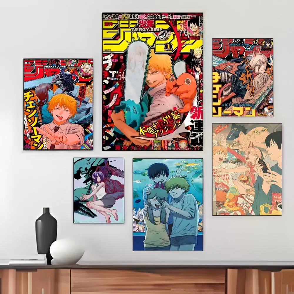 Fantasy Anime C-Chainsaw Man Poster Pegatina artistica HD autoadhesiva impermeable para salon dormitorio