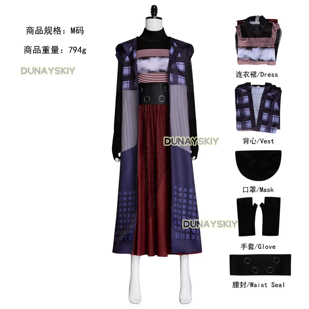 

The Acolyte Cosplay Mae Role Play Hooded Cloak Dress Costume Halloween Carnival Clothing Adult Women Fantasy Disguise TV Outfit