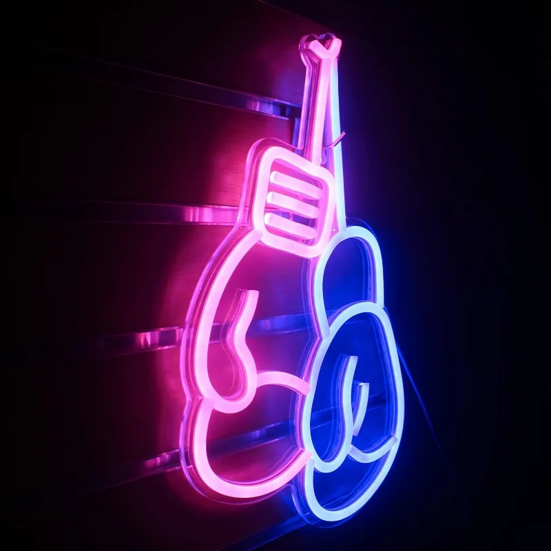 Boxing Gloves Neon Sign LED Room Wall Decor USB Powered With Switch Hanging Acrylic For Boxing Gym Shop Sign Bedroom Club Decor