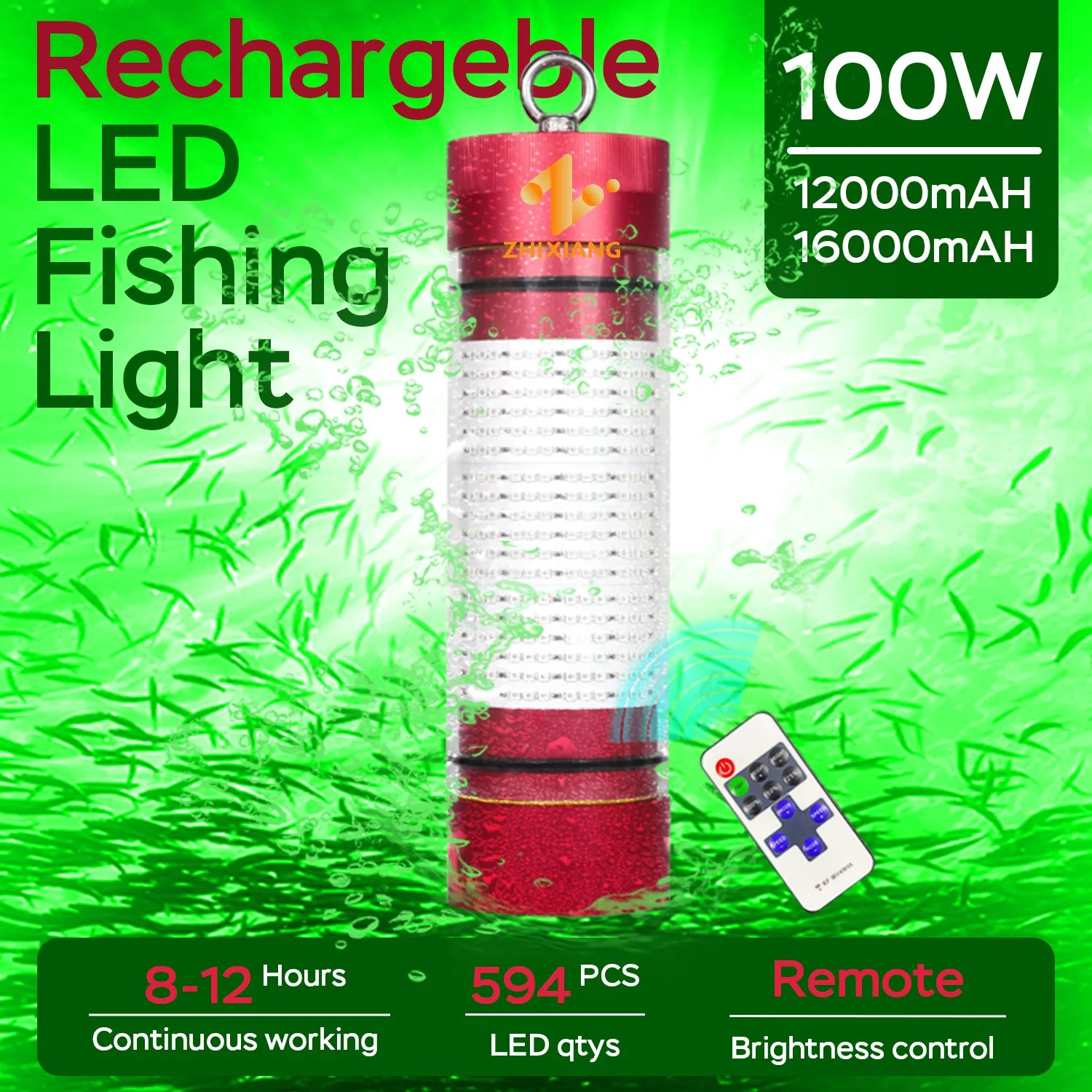 Imagem -02 - Pesca Subaquática Led Light Recarregável Fish Attractor Lure ao ar Livre Ip68 100w 200w