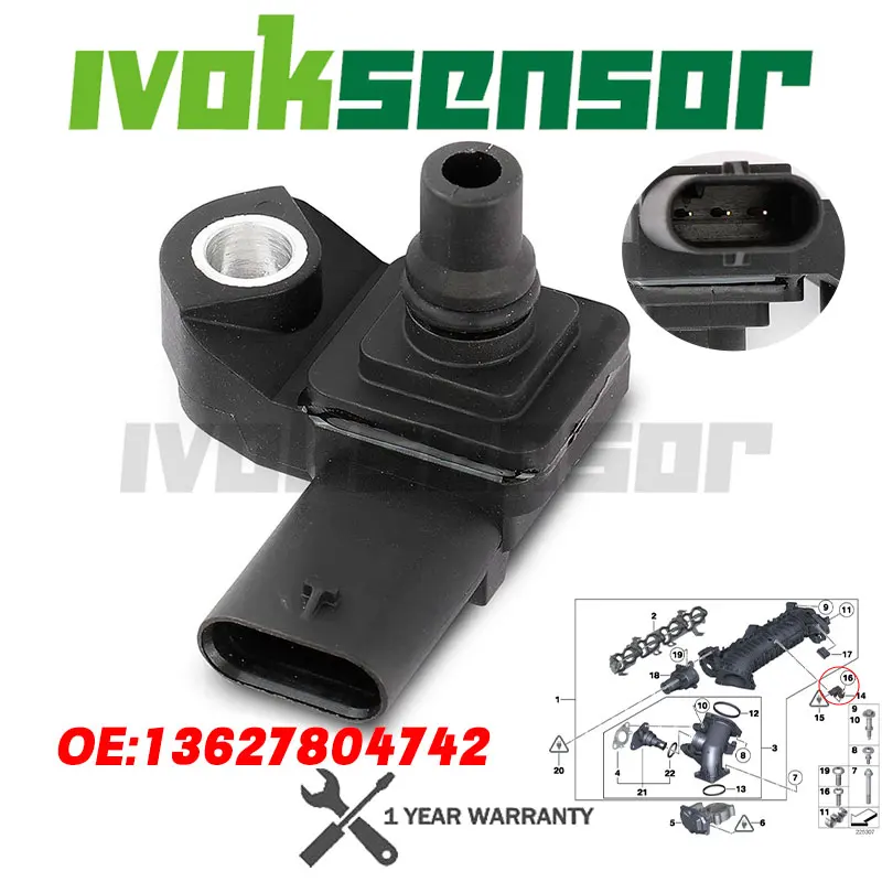 

13627804742 Датчик давления турбонаддува в коллекторе двигателя для BMW B37 B37B B47 B47B Автомобильные аксессуары 13628570118 13628637896