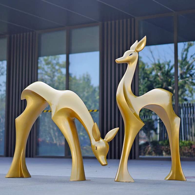 

FRP abstract lines sika deer outdoor landscape garden lawn sculpture ornament lawn decoration