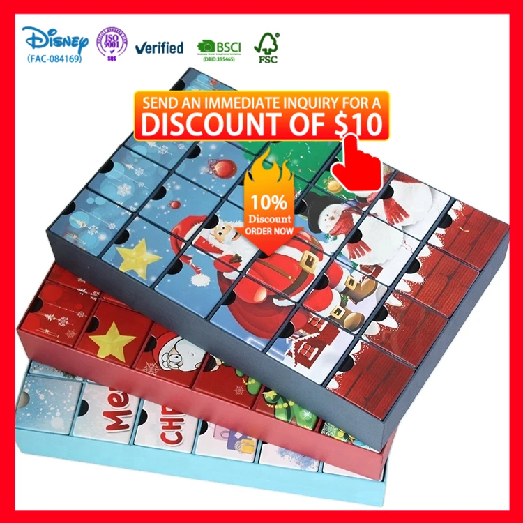 Customized queryRTS Factory Wholesale Coated Paper Foil Stamped Design Ribbon Recycled Materials Matte for Christmas Advent Cale