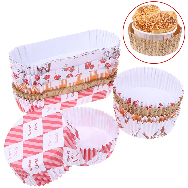 【100Pcs Bread Paper Tray Baking Cups Muffins Hamburger Oil-Proof Practical Mini Snack Heat Resistant Cake Tools】
