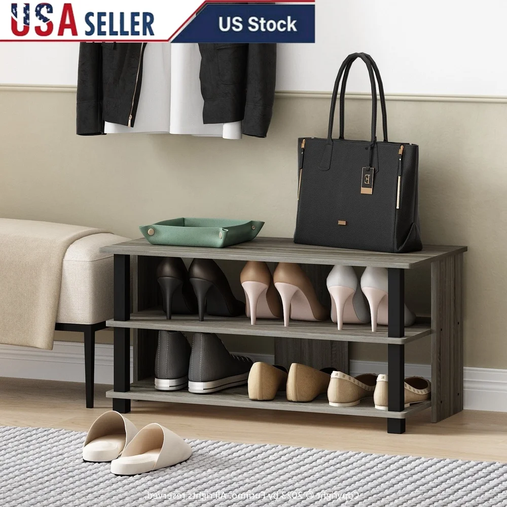 

3-Tier Compact Open Storage Shoe Rack Durable CARB Grade Composite Wood Easy Assembly Ideal Entryway Closet Organization