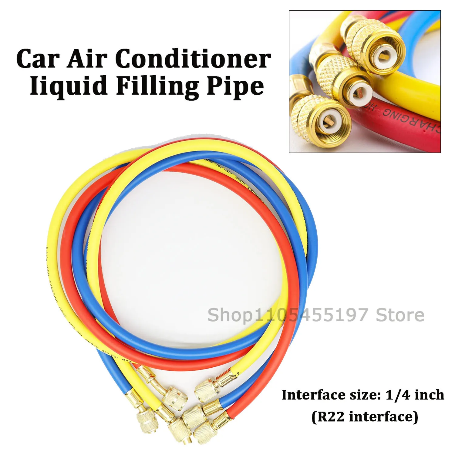Tubo de Llenado de Líquido de Alta Presión de 0.9/1.2/1.5M, Tubo de Refrigerante de Aire Acondicionado Automotriz para R410 R22 R134 1/4" SAE