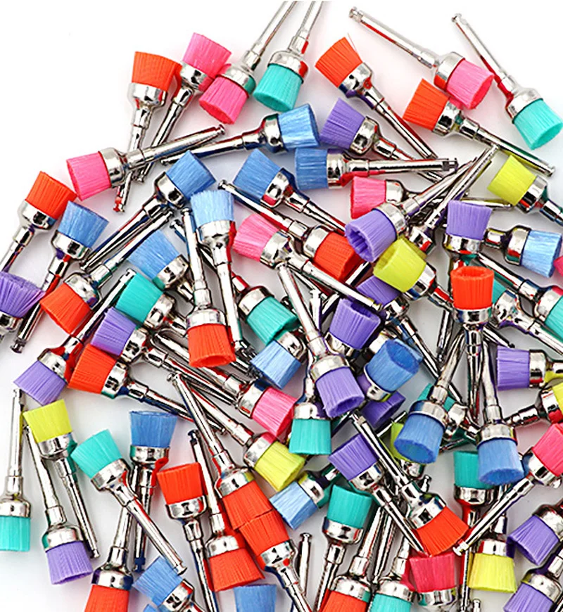100Pcs Dental Bowl Brush Prophy Brush Nylon Polishing Dental Use Dental Material