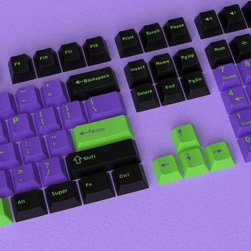 Imagen 2 del producto 126 teclas de doble disparo negro púrpura rojo PBT Cherry Keycaps para interruptor MX Keycap GMK67 GMK87 GMK61 teclas de teclado de juego mecánico
