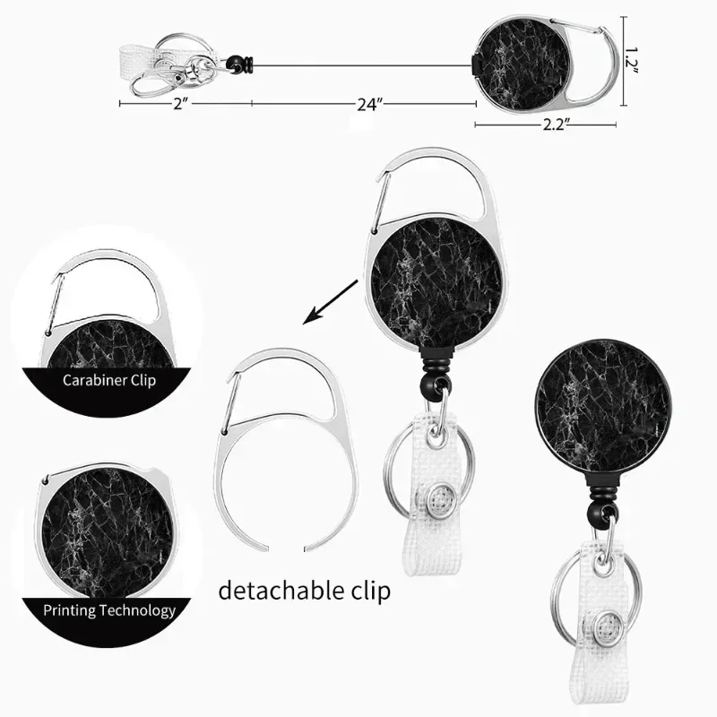 Creative Design Men Worker ID Card Holder Retractable Buckle Neck Lanyard Black Color Employee Badge Card Cover Holder Clip