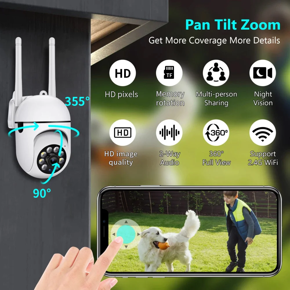 Junyue A7 1080P 3MP IP Camera Tuya Smart Outdoor Home Security Auto Tracking Human Detection Camera WIFI CCTV Surveillance