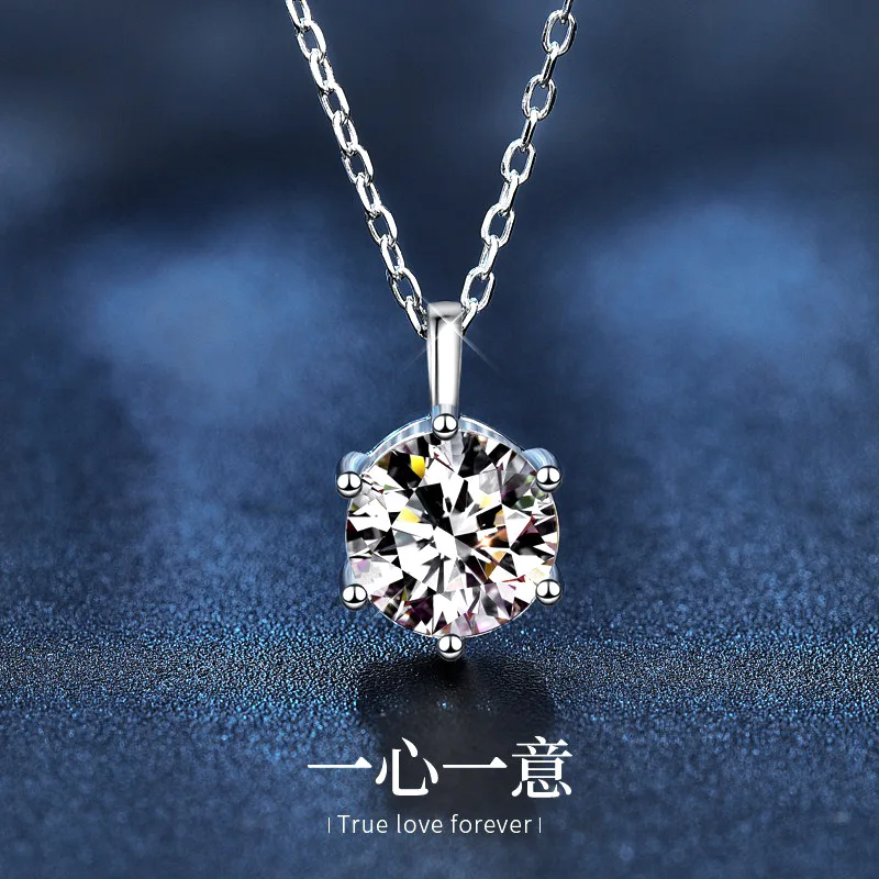 2.0ct VVS1 D Color Moissanite Necklace 925 Soild Sterling Sliver Chain with Certificate Fine Jewelry for Woman
