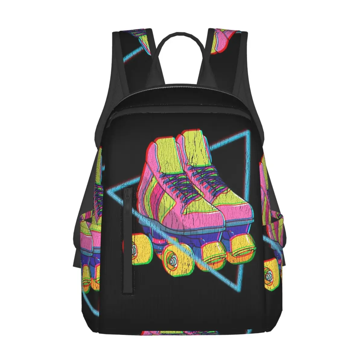 Retro Roller Skates Colorful Backpack Daypack Large Capacity Kids BookBag School Bag Shoulder Bags for Men Women
