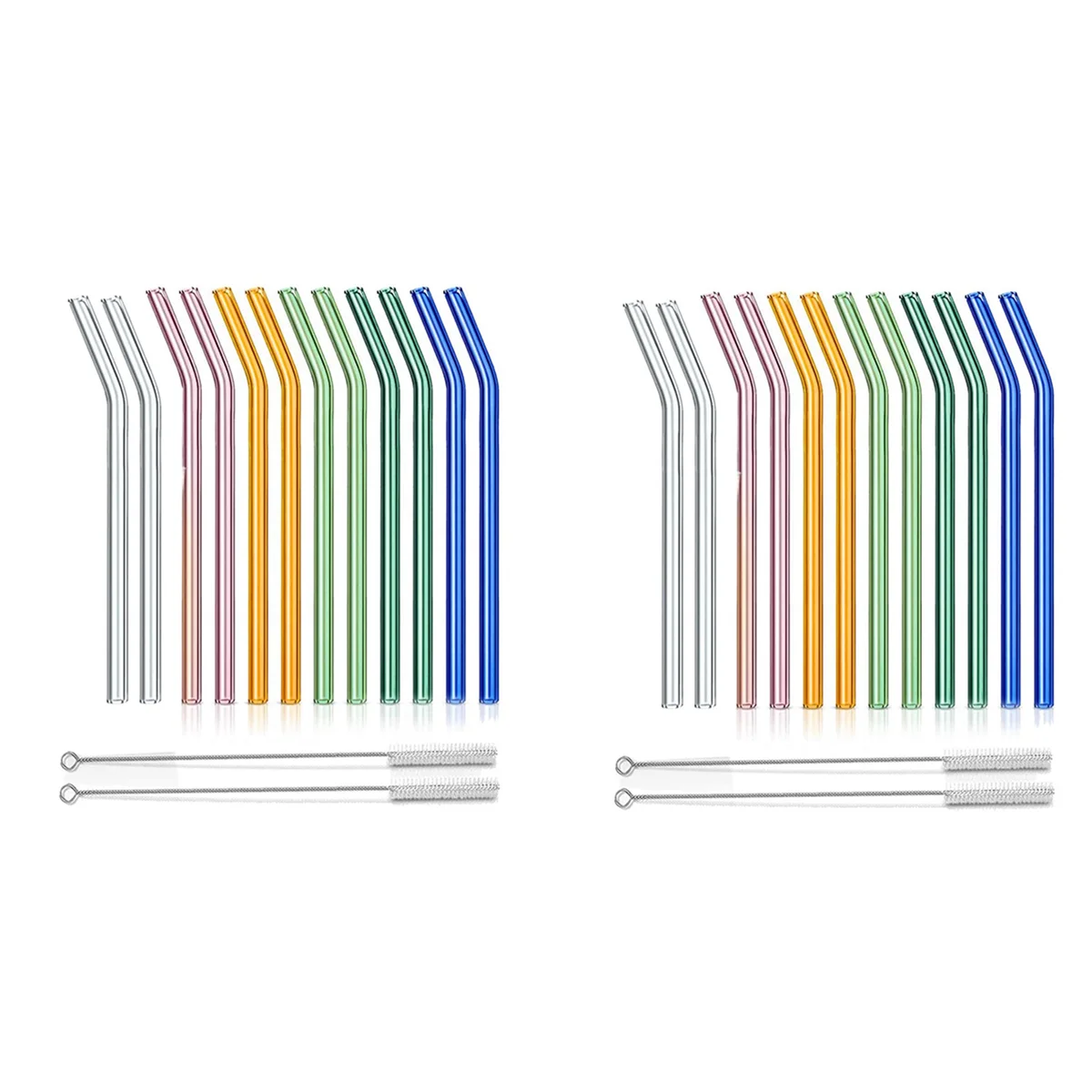 

Reusable Glass Straws, Bent Glass Drinking Straws with 4 Cleaning Brushes, Straws for Smoothies,(Multicolor, 24 Pack)