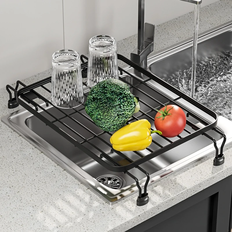 

Kitchen Retractable Drain Rack Sink Vegetable Basin Drain Pad Dish Shelf Fruit and Vegetable Kitchenware Storage Water Filter