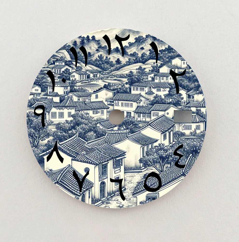 NH35 Dial Rural Landscape Dial 28.5mm Arabic Numerals Dial NH36 Dial Fit NH35/6 Movement Watch Parts Replacement Custom LOGO