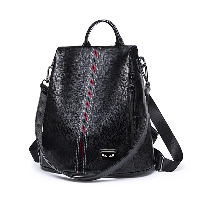 

Black Fashion Genuine Leather Backpack for Women 2024 New Texture Soft Leather Large Capacity Mom Anti Theft Backpack