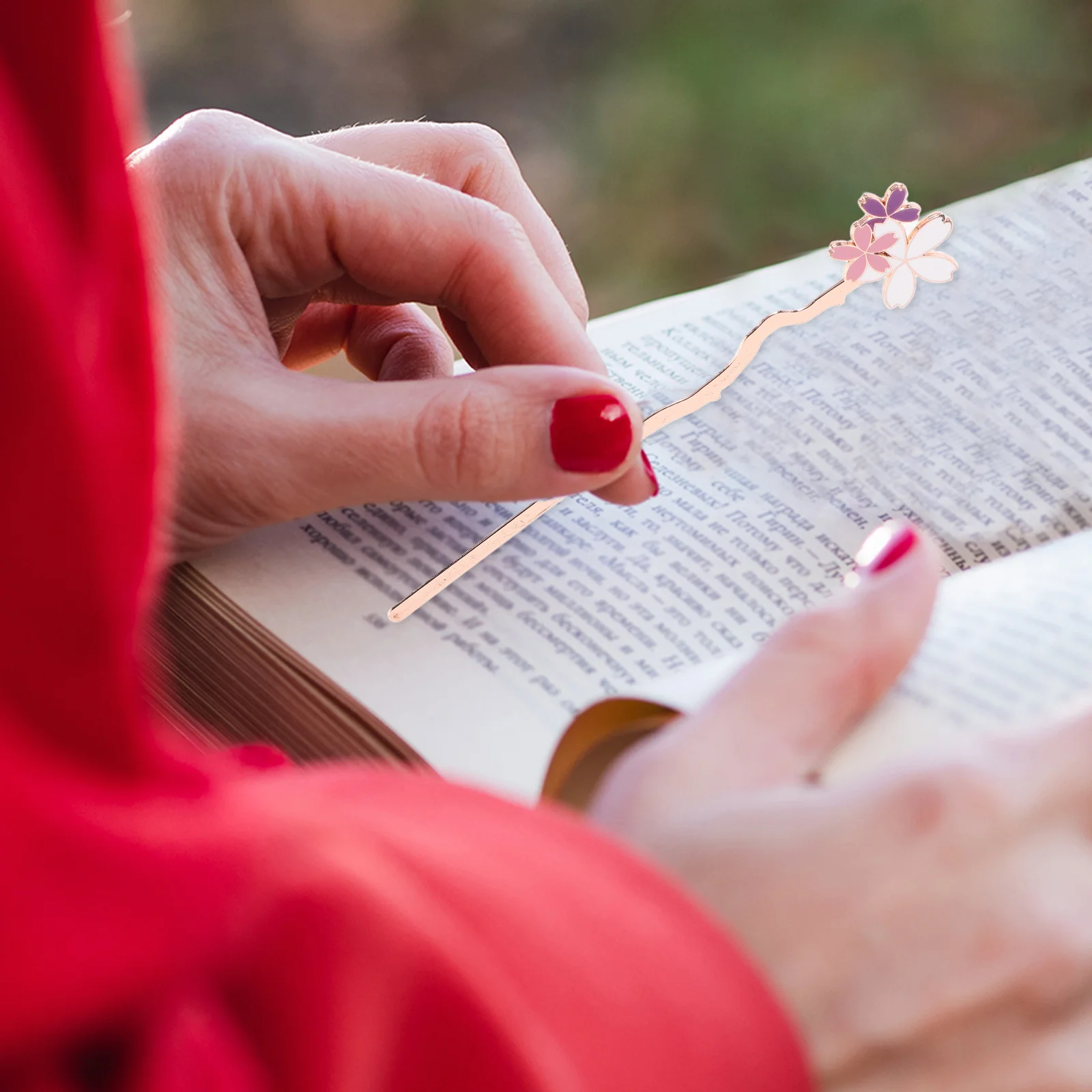 زهر الكرز المرجعية لطيف الكرتون الأزهار تصميم طويل المعادن القراءة كليب كتاب عاشق الحاضر علامة الصفحة الزخرفية