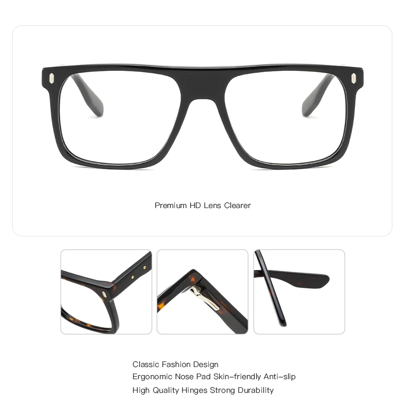 

ZENOTTIC Trend Acetate Square Prescription Glasses For Unisex Stylish Anti Blue Light Photochromic Progressive Optical Eyewear