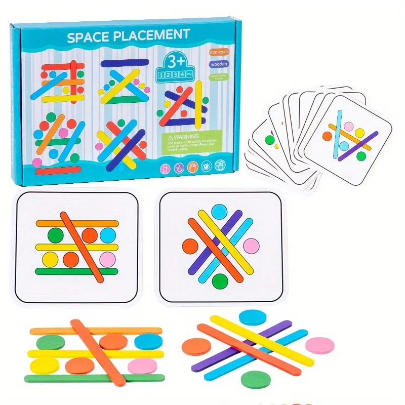 Montessori Math Puzzles for Toddlers - Wooden Match Sticks Travel Game with Teaser Challenges and Educational Benefits GIFT