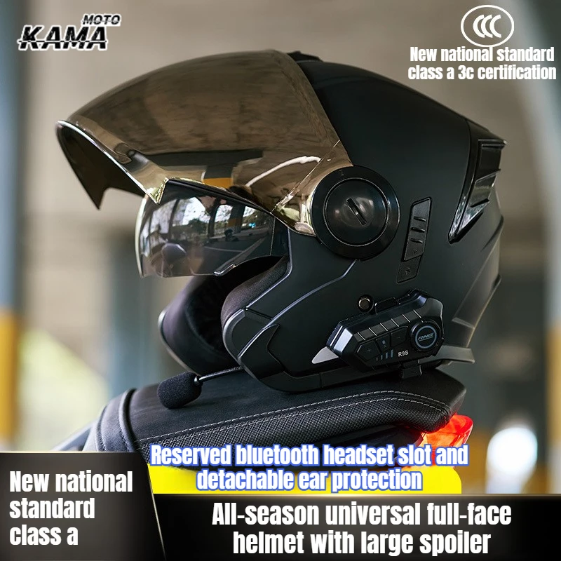 

Rng By-760 Bluetooth 3/4 Open Face Motorcycle Helmet Dual Lens Half Open Face Anti-Fog Helmet Casco Moto Motocross Helmet