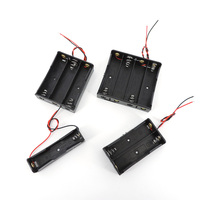 5pcs 18650 Battery Storage Box Case DIY 1/2/3/4 Slot Way DIY Batteries 3.7v Clip Holder Black Plastic Container Wire Lead 2Pin W