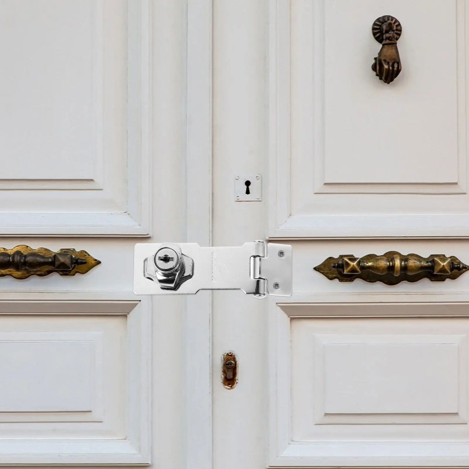 1Set Door Lock Latch Zinc Alloy Hasp Lock Keyed Anti-Theft Cabinet Locks Safety Gate Latches Household Use Safety Gate Latches