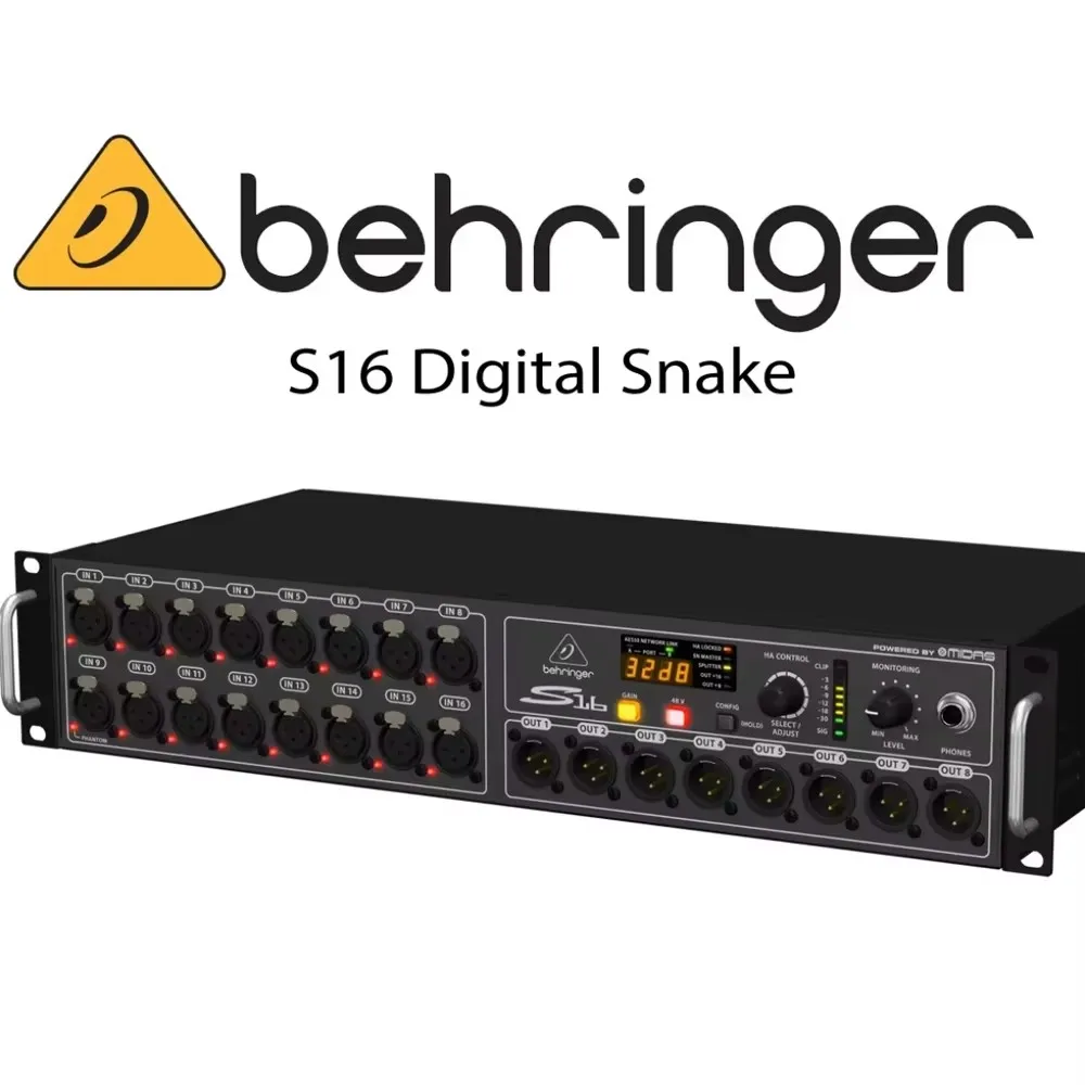 Behringer S16 S32 Digital I/O Stage Box Snake with Remote-controllable Midas Designed Mic Pres and AES50 Network Port