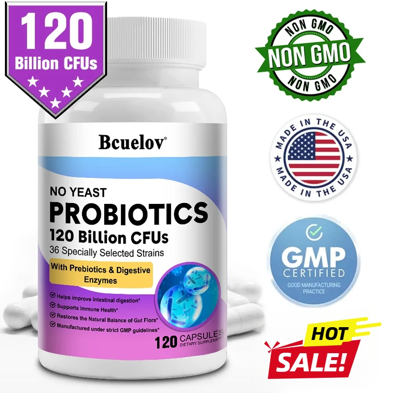 120 Billion Probiotics Contain Prebiotics and Digestive Enzymes To Improve Intestinal Digestion and Support Immune Health