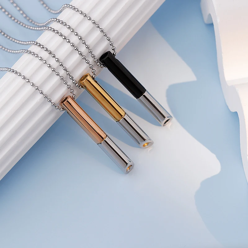 (HS)1PC Stainless Steel Necklace For Women Men Mindfulness Choker Pendant Stress Panic Attack Relief Meditation Tool