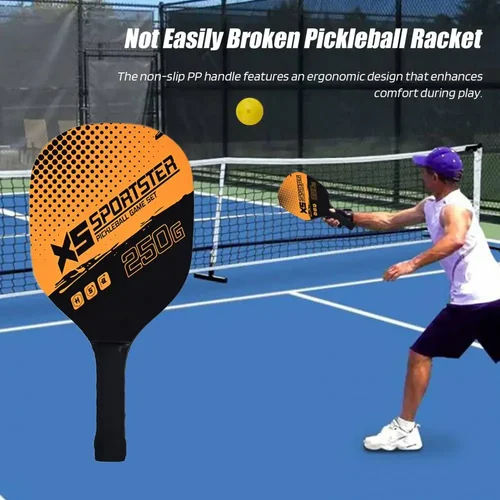 Imagen 2 del producto Juego de paleta de Pickleball con 2 raquetas, 4 bolas, juego de raqueta de paleta de Pickleball de madera con bola al aire libre para combinación deportiva